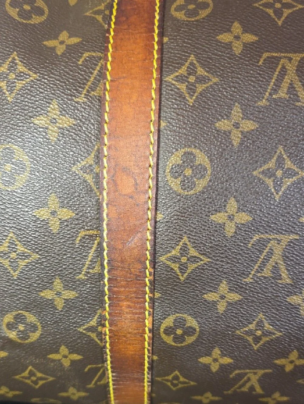 Vintage Louis Vuitton Keepall 60 Brown Monogram Duffel Bag with Leather Trim